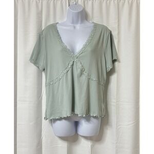 Vintage No Boundaries Ribbed Lace Shirt Y2K Plus XXXL 21